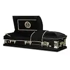 Titan Casket Veteran Select Steel Casket (Army) Handcrafted Funeral Casket - Black with Black, Gold-Lined Interior & Army Head Panel