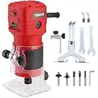 Compact Electric Hand Wood Trimmer 650W 15000-32000 RPM TEENO,6 Variable Speeds,Profession Router Trimmer with 1/4" Shank Router Bits,Includes Trimmer Base 6.35mm