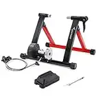 Indoor Bike Trainer Stand, Sportneer 6 Levels Adjusted Steel Bicycle Exercise Magnetic Stand with Noise Reduction Wheel, Portable, Stationary Bike Resistance Trainers with Front Wheel Riser Block and Quick Release Skewer