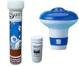 SUDS-ONLINE 10 x 20g Multifunctional Chlorine Tablets + 10 Test Strips +Floating Dispenser for Swimming Pools Spa Hot Tub Paddling Pools