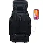 Vaupan Wandern Rucksack, 80L Camping Rucksack, wasserdichte große Outdoor Sport Reise Daypack Molle Rucksack für Männer Frauen (Schwarz-USB)