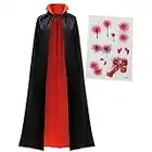Spooktacular Creations Adult Unisex Vampire Costume Set with Reversible Cloak Cape and Tattoo Scar for Halloween Costume Party, Dracula Theme Party and Transylvania Costume