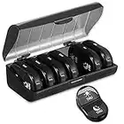 Fullicon Pill Box Organiser 2 Times A Day, Portable 7 Day Pill Boxes, Tablet Organiser with Large Compartments for Medicine, Medication, Vitamin, Supplement and Fish Oil Supplements (Black)