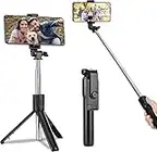 USTINE Selfie Stick, 3 in 1 Extendable Selfie Stick Tripod, Portable Phone Holder with Detachable Wireless Bluetooth Remote for iPhone13/13 Pro/12/11/11 Pro/XS Max/XS/XR/X/Samsung Galaxy/Huawei more