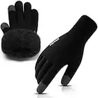 Rahhint Gants Hiver Homme Femme - Gants Laine Chauds Tactiles S/M/L/XL - Gants Polaire Homme Femme d'hiver pour Smartphone Texting Conduite