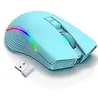 Ratón inalámbrico para Juegos, ratón con retroiluminación LED RGB con Receptor USB, 4 dpi Ajustables, Ratones ergonómicos Recargables para Ordenador portátil, Ordenador de sobremesa para Jugadores