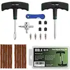 HolaKit Tire Plug Kit, 22PCS Compact Tire Repair Kit with Rubber Plugs, Upgrade T-Handle, 4-Way Valve Steam Tool, Flat Tire Puncture Repair Tools for Cars, Motorcycle, ATV, SUV