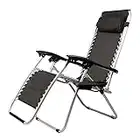 GardenCo Zero Gravity Recliner with Side Table - Reclining Outdoor Sun Lounger - Relaxer Chair for Patio Decking Gardens Camping (1, Silver/Black)