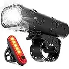 TEMINICE USB Rechargeable Bike Light Set, Runtime 8+ Hours 400 Lumen Super Bright Headlight Front Lights and Back Rear LED,4 Light Mode Fits All Bicycles, Mountain,Road