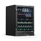 NewAir 24" Beverage Refrigerator Cooler - 177 Can Capacity Mini Fridge - Black Stainless Steel with Built In Cooler and Glass Door | Cool your Soda, Beer, and Beverages to 37F