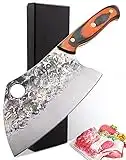 Kitory Serbian Chef Knife Meat Cleaver Forged Butcher Knife Vegetable Meat Chopping Knife, Full Tang, High Carbon Steel, Mosaic Rivet Pakkawood Handle Kitchen Knife for Home&Restaurant