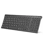 iClever BK10 Bluetooth Tastatur, kabellose wiederaufladbare Tastatur mit 3 Bluetooth Kanälen, Stabile Verbindung, Ultraslim Ergonomisches Design, Funk Tastatur für iOS, Android, Windows (Black)