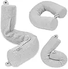 Twist Memory Foam Travel Pillow for Neck, Chin, Lumbar and Leg Support - For Traveling on Airplane, Bus, Train or at Home - Best for Side, Stomach and Back Sleepers - Adjustable, Bendable Roll Pillow