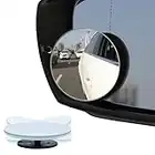 JIAHAO Blind Spot Mirror, 2" Round HD Glass Frameless Convex Rear View Mirror with wide angle Adjustable Stick for Cars SUV and Trucks, Pack of 2