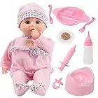 Toy Choi's 16" Baby Doll Pink - Crying Talking Soft Baby Dolls for 2+ Year Old Girls with Different Sound and Funny Feeding Accessories, Preschool Toy Gift for Toddler and Kids