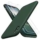 TOCOL [3 in 1] for iPhone XR Case, with 2 Pack Screen Protector, Slim Liquid Silicone Phone Case for iPhone XR 6.1 inch, [Anti-Scratch] [Drop Protection]，Alpine Green