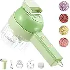 4 in 1 Portable Electric Vegetable Cutter Set | Multifunction Cordless Electric Food Small Slicer, Wireless Food Processor for Garlic Pepper Chili Onion Celery Meat (Green)