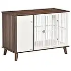 PawHut Furniture Style Dog Crate, Pet Cage Kennel End Table, Indoor Decorative Dog House, with Wooden Top, Door, for Small Dogs, Brown