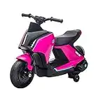 HOMCOM 6V Kids Electric Motorbike Ride On Toy w/Music Headlights Safety Training Wheels for Girls Boy 2-4 Years Pink