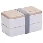 hombrima Bento Boxes, Lunch Bento Box Container with 2-Layer Cultery Sets for Kids Adult Work School, Suitable for Microwave Dishwasher (White)