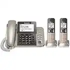 PANASONIC Corded / Cordless Phone System with Answering Machine and One Touch Call Blocking – 2 Handsets - KX-TGF352N (Champagne Gold)