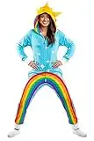 Tipsy Elves Funny Halloween Rainbows Costume Jumpsuit for Women Funny Multicolored Rainbow Power Stance Size Medium