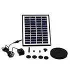 FANFX Solar Fountain Pump 5W Panel Solar Water Pump Floating Fountain with 6 Assorted Nozzles 400L/H Water Cycling for Birdbath Pond Fish Tank Garden Decoration