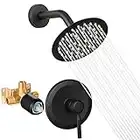 Black Shower Head And Faucet Set Complete With Valve Shower Fixtures With 6 Inch High Pressure Rain Showerhead Trim kit Regaderas Para bBaño Modernas
