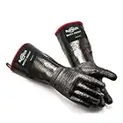 RAPICCA BBQ Parrilla Guantes para Horno, Ahumador Resistente Al Calor, Guantes para Cocinar Barbacoa, Parrilla, Impermeable, Ignífugo, Revestimiento de Neopreno Resistente al Aceite Tamano M 43.2cm