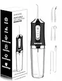 Water-Flosser-Cordless-Teeth-Cleaner MAKJUNS Water Dental Flosser with 3 Modes 4 Jets Rechargeable IPX7 Waterproof Dental Oral Irrigator for Travel Home Braces(Ivory Black)