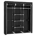 SONGMICS Kleiderschrank, Faltschrank, Stoffschrank, faltbare Garderobe mit 2 Kleiderstange, 175 x 150 x 45 cm, schwarz RYG12B