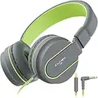 AILIHEN I35 Casque Audio Enfant avec Microphone 85dB de Limitation du Volume Pliable Ajustable Casque Garçons Filles Filaire Pliable léger 3,5 mm pour Smartphones (Vert)