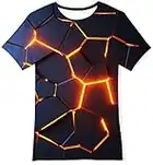 Goodstoworld 3D T Shirt Kinder Jungen Mädchen Lava Druck T-Shirt Sommer Kurzarm Coole Shirts Teenager Sport Top Kleidung Schwarz T-Shirts für Kinder 6-8 Jahre（S）