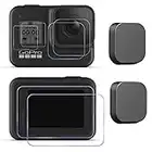 Hero 8 Screen Protector for GoPro Hero 8 Black Action Camera + Lens Screen Protector+Silicone Lens Cap Cover [2 Sets], Ultra-Clear Tempered Glass Cover for Hero8-8Packs