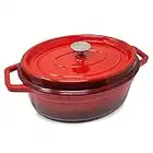 ToCis Big BBQ cocotte en fonte émaillée avec couvercle 33 cm, capacité 5,5 litres | Cocotte et faitout émaillés compatibles induction | Casserole et poêle en couleur : rouge