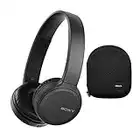 Sony WH-CH510 Wireless Bluetooth On-Ear Headphones (Black), USB-C Charging and Built-in Microphone with Knox Gear Hard-Shell Case Bundle (2 Items)