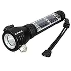 Spurtar Linterna LED Recargable Alta Potencia, Linterna LED 500LM, Tactica Linterna Militar Policial, Mini Torche 7 Modos, Aluminio, Anti-caída, Impermeable IPX4, USB Recargable & Solar Powered