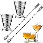 4 Pezzi Cocktail Tazza Di Misura, Bar Misurini, Cocktail Jigger, Misurazione Accurata, Facile Da Pulire, Con 2 Cucchiai, Per Shaker Per Cocktail Bar Party e Vino (75 Ml)