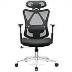 BASETBL Office Chair Computer Mesh Chair, 3D Armrests Lumbar Support Headrest Desk Chair Chrome Plated Iron Legs, 3 Positions Tiltable Chair High Back Ergonomic Chair Height Adjustable Load 330lbs