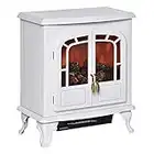 HOMCOM Electric Fireplace Heater Freestanding Fireplace Stove with LED Fire Flame Effect, Double Door with Overheat Protection, 750W/1500W, White