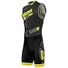 FDX Sublimation - Combinaison de triathlon rembourrée pour homme (cyclisme, course à pied, natation), jaune, x-large