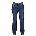 PAYPER West Pantalone da Lavoro Uomo Taglio Jeans Misto Denim Tasche Laterali Chiusura con Zip Porta Metro Smartphone Effetto Consumato delavè Taglie Forti Blu (54)