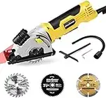Mini Circular Saw, ENVENTOR 4.8A Electric Circular Saw Corded with Laser Guide, 4000RPM, 3 Saw Blades 3-3/8" Max Cutting Depth 1-1/16", Compact Hand Saw for Wood, Soft Metal, Tile, Plastic Cuts