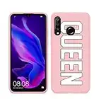 Pnakqil Coque Huawei P30 Lite New Edition/Huawei P30 Lite, stylé Rose avec Mignon Motif Silicone Flexible Souple Case Gel TPU Bumper Soft Ultra Mince Housse de Protection Cover, Reine 02