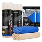 Eramax 4 Pack Delux Shammy Towel for Car Bulk (2 Large and 2 Small Chamois Cloth for Car Drying) Super Absorbent Car Drying Towel, Professional Car Chamois and Boat Towel