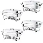 ALPHA LIVING 70014-GRAY 4 Pack 8QT Chafing Dish High Grade Stainless Steel Chafer Complete Set, 8 QT, Alpine Gray Handle