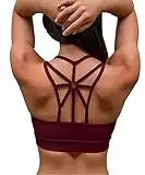 YIANNA Femme Soutien Gorge Sport Maintien Extreme Brassiere sans Armature Yoga Soutiens-Gorge Rembourré Confort Sports Bra Crop Top Rouge,139 Size M