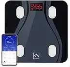 Smart Body Fat Scales, Digital Bathroom Weight Scales Bluetooth Body Fat Scale FITINDEX Body Composition Monitors High Precision Weighing Scale with Smartphone App for BMI Muscle (Black)