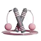 eBoutik - Cordless Jump Ropeless for Fitness Workout Balls - Adjustable Tangle-free Weighted Jump handles (Pink)