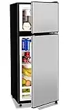 Anukis Compact Refrigerator 4.0 Cu Ft 2 Door Mini Fridge with Freezer For Apartment, Dorm, Office, Family, Basement, Garage, Silver